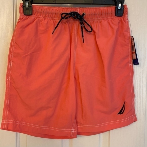 Nautica Men's Quick Dry Nylon 8" Swim Trunks in Teaberry Size S - Picture 3 of 6